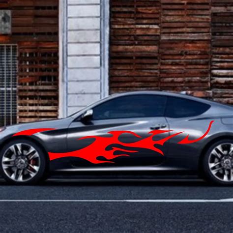 Car Hot Fire Flames Racing 110'' Door Decals for Coupe Vinyl Side ...