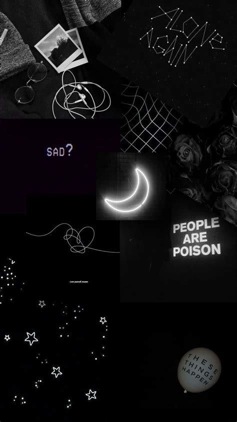 Download Dark Black Aesthetic Collage Poster Background | Wallpapers.com