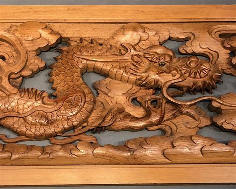 Japanese Wood Carving Of Ranma ((Transom) with Dragon – Kuraya