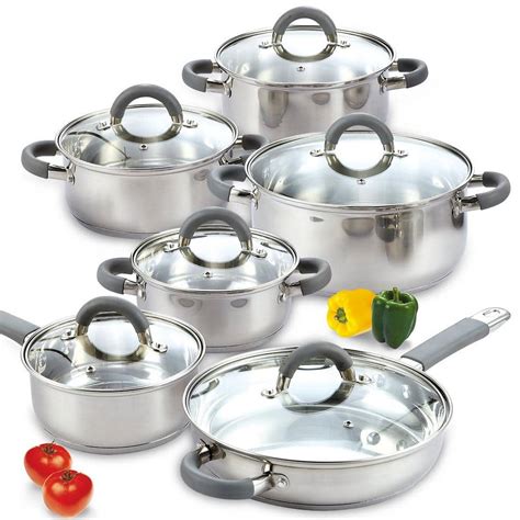 Reviews for Cook N Home 12-Piece Stainless Steel Cookware Set in Gray ...