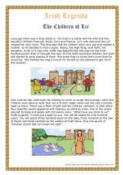 Irish Legends - The Children of Lir - ESL worksheet by tomsmom