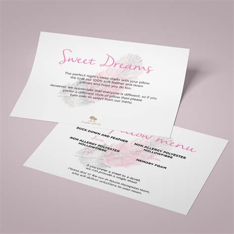 Pillow Menus - Aspenprint.com