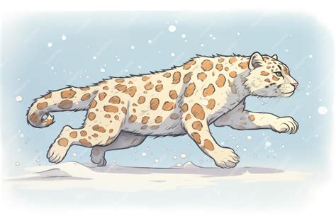 Premium Photo | Profile view of snow leopard sprinting across snow