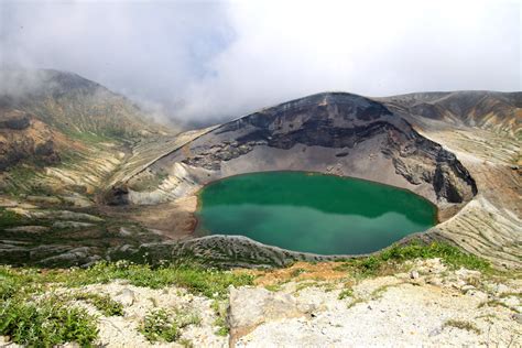 Crater Lake (Okama), Mt. Zao – Honshu, Japan. Mount Zao is a complex ...