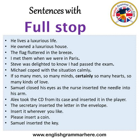 Sentences with Full stop, Full stop in a Sentence in English, Sentences ...