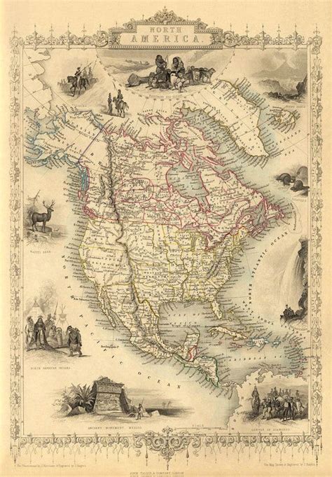 North America Map Old Map of America Fine Print - Etsy | North america ...