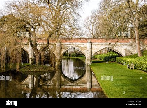 Moat bridge built by Edward IV, Eltham Palace, London, England Stock ...