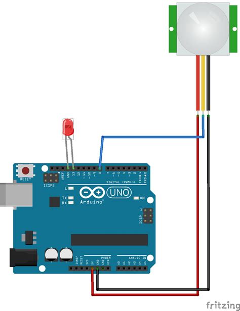 Pir Motion Sensor Arduino Circuit Diagram