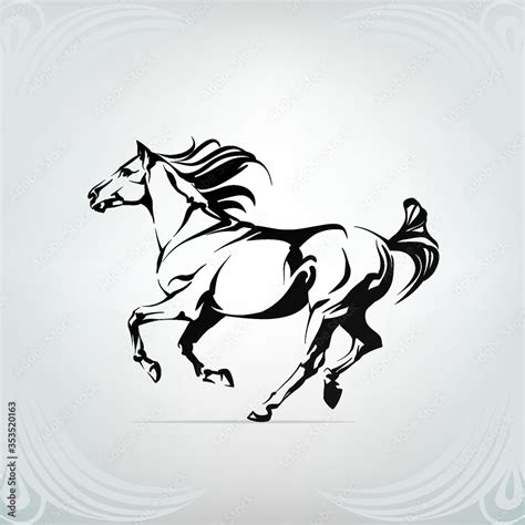 Vector silhouette of a running horse vector de Stock | Adobe Stock