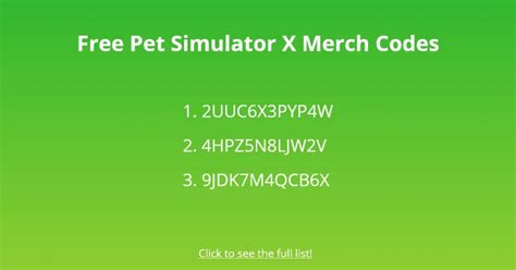 25+ Pet Simulator X Merch Codes - Followchain