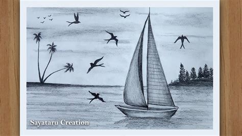 Simple Boat Pencil Drawing