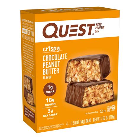 Quest Hero Protein Bars, Low Carb, Gluten-Free, Chocolate Peanut Butter ...