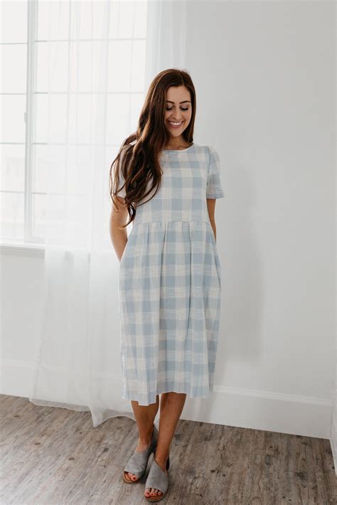 C&L EXCLUSIVE- ELIZA CHECKERED DRESS IN BLUE | Checkered dress, Dresses ...