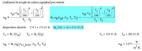 The calculus of the heat transfer coefficient by radiation αR The heat ...