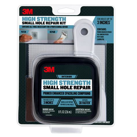 3M High Strength Small Hole Repair Kit, Wall Filler, White, 8 fl oz ...