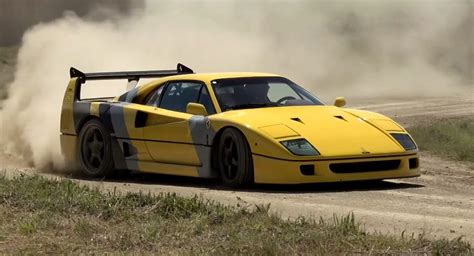 Watch A Yellow Ferrari F40 Drifting On A Dirt Track | Carscoops