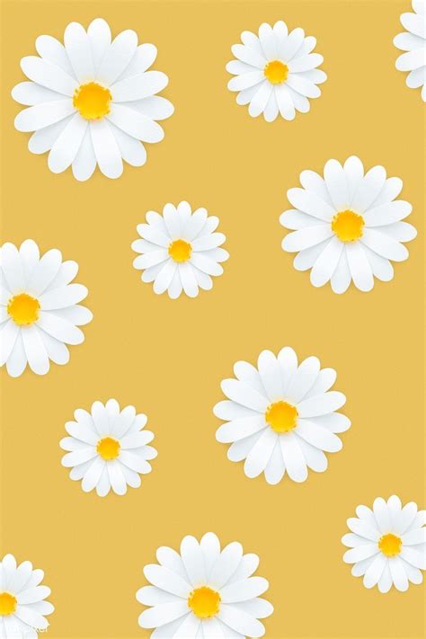 Download premium psd of White daisy pattern on yellow background ...