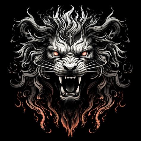 Angry lion tattoo design illustration | Premium AI-generated image