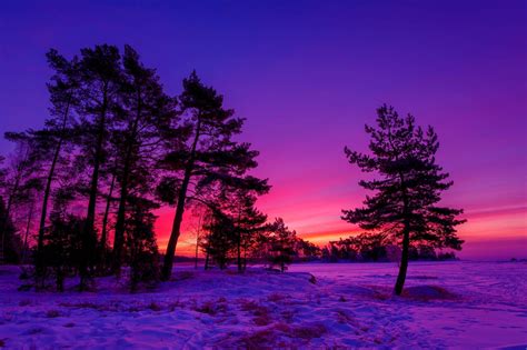 HD Winter Sunset Wallpaper | Download Free - 68105 | Winter landscape ...