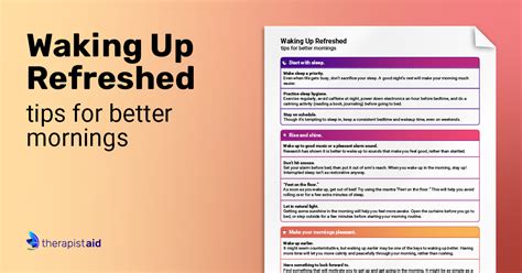 Waking Up Refreshed: Tips for better mornings | Worksheet | Therapist Aid