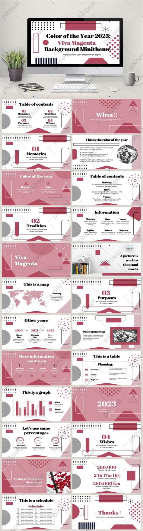 Color Of The Year 2023 Magenta Red PowerPoint | PPT Template Free ...