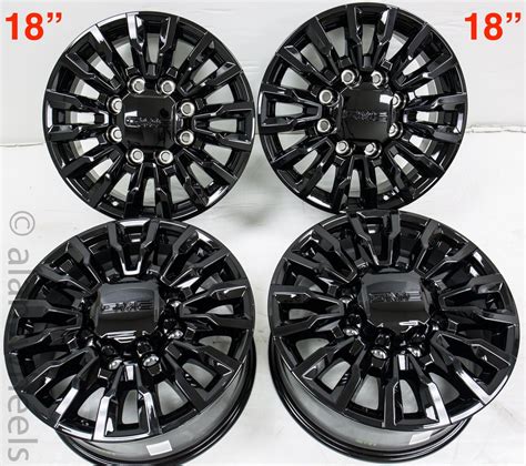 4 New GMC Sierra HD 2500 3500 HD OEM Gloss Black 8 Lug 18" Wheels Rims ...