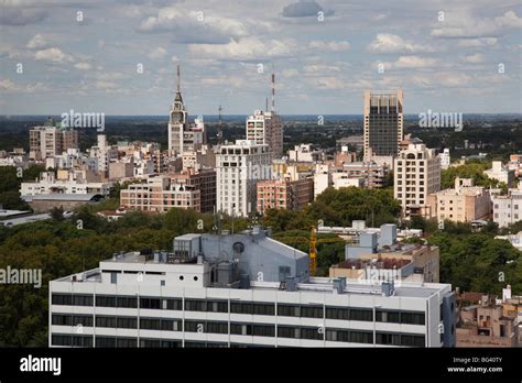 Argentina, Mendoza Province, Mendoza, city view from above Plaza Italia ...