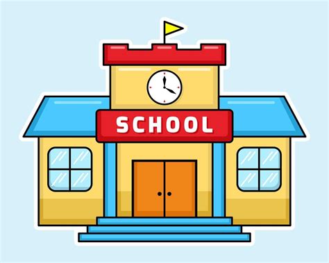 Vector of colorful School Building with cartoon style. Back to school ...