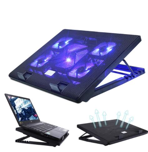 S500 Laptop Cooling Pad 12 -17 Cooler Pad Chill Mat 5 Quiet Fans LED ...