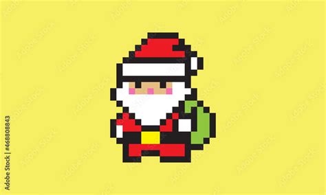 santa claus pixel art 8 bits style christmas icons retro classic ...