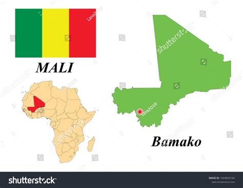 Republic Mali Capital Bamako Contour Map Stock Vector (Royalty Free ...