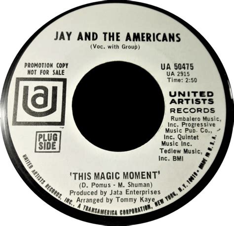 Jay And The Americans* - This Magic Moment (1968, Shelley Pressing ...