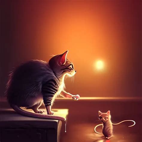 mouse eating a cat in the night, stylized, artstation, | Stable ...