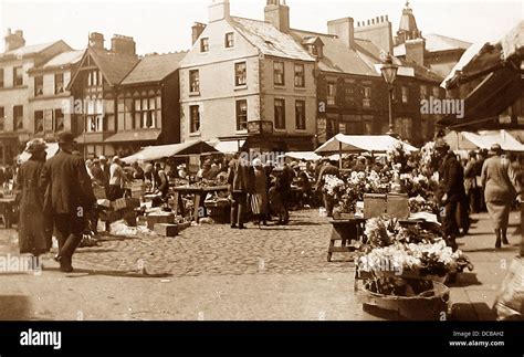 Knaresborough Market early 1900s Stock Photo - Alamy