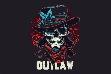 Vector Skull Outlaw Art for T-shirt Graphic by Fractal font factory ...