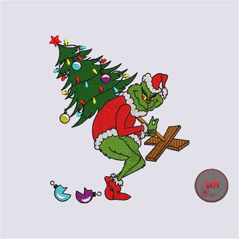 Grinch Machine Embroidery Design, Grinch Christmas Tree Digital ...