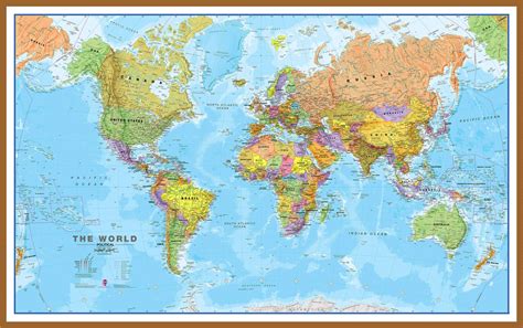 World Wall Map Political Poster Geographical Art with Size & Finish ...