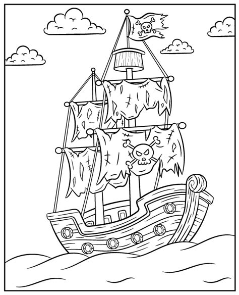 Pirate ship coloring page to print