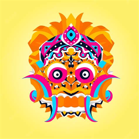 Premium Vector | Barong Bali Cubism Illustration