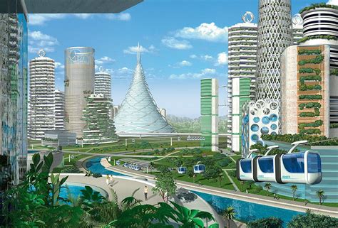 futuristic eco city concept art : solarpunk