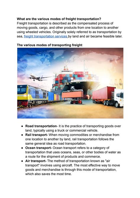 What are the various modes of freight transportation? by Agora Freight ...