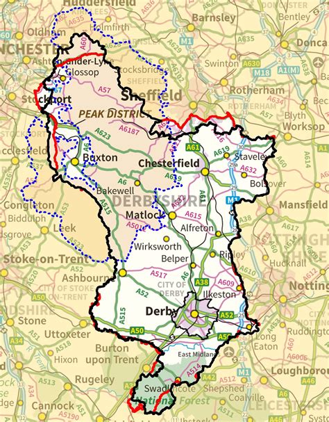 Map of Derbyshire, England | England map, Map, Derbyshire