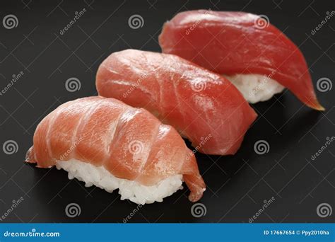 Three Types Of Tuna Sushi , Japanese Food Stock Images - Image: 17667654