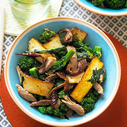 Pressed Tofu, Roast Duck, and Broccolini Stir-Fry