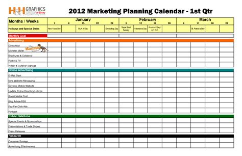 Marketing Communications Calendar - All Business Templates