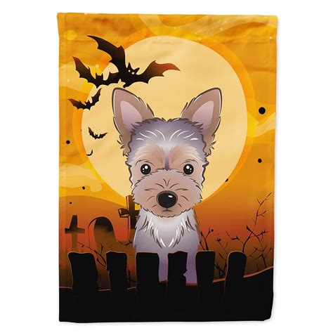 Carolines Treasures BB1790CHF Halloween Yorkie Puppy Flag Canvas House ...