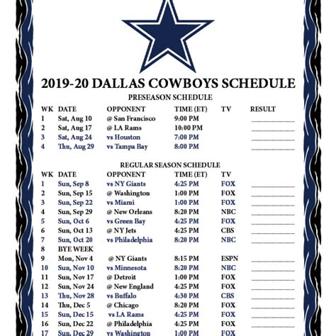 Cowboys Schedule 2021 Bye Week