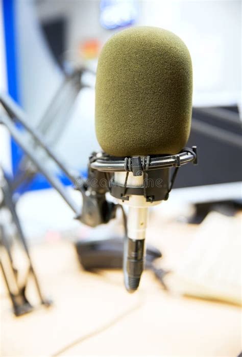 Microphone at Recording Studio or Radio Station Stock Photo - Image of ...