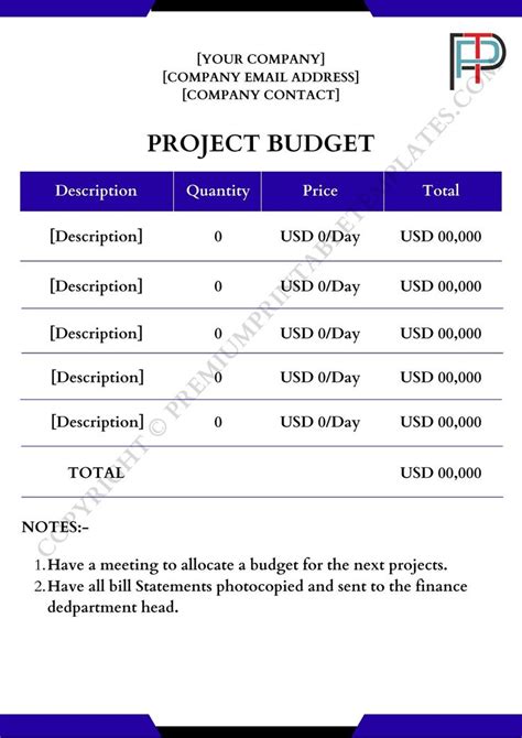 Printable Project Budget Template in PDF and Word [Pack of 2] | Premium ...