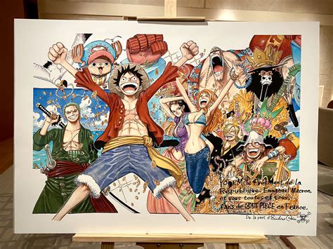 Eiichiro Oda Gifts One Piece Art to French President Emmanuel Macron